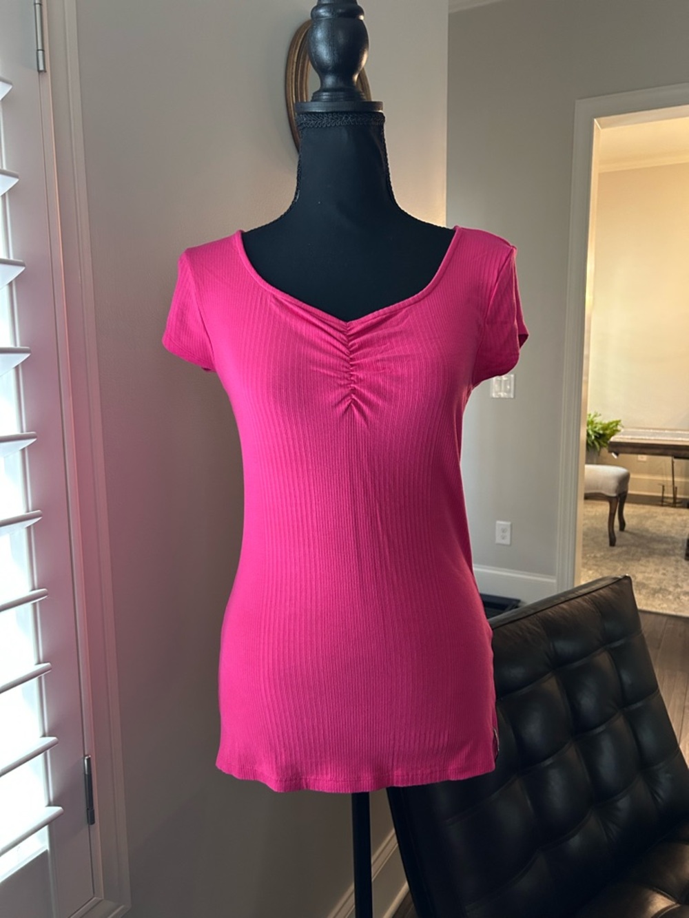 US Polo Association pink ribbed top